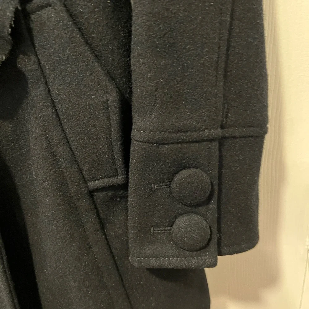 Kimchi & Blue Women XS Pea Coat Black Wool Blend LS Lined Pockets FLAWED